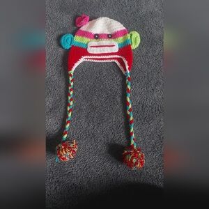Handmade Crocheted Monkey Rainbow Toddler Hat